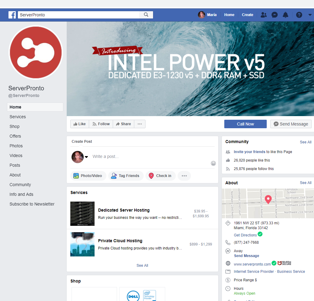 ServerPronto Facebook page